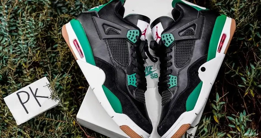 RETAIL GOD TO PK Black Jordan 4 Green SHIP SB MATERIALS READY Retro 0511